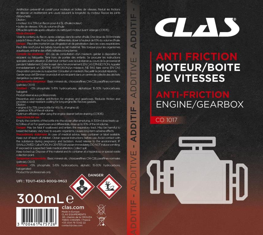 Additif Boîte de Vitesse (Additif huile de transmission) CLAS ref. CO 1017